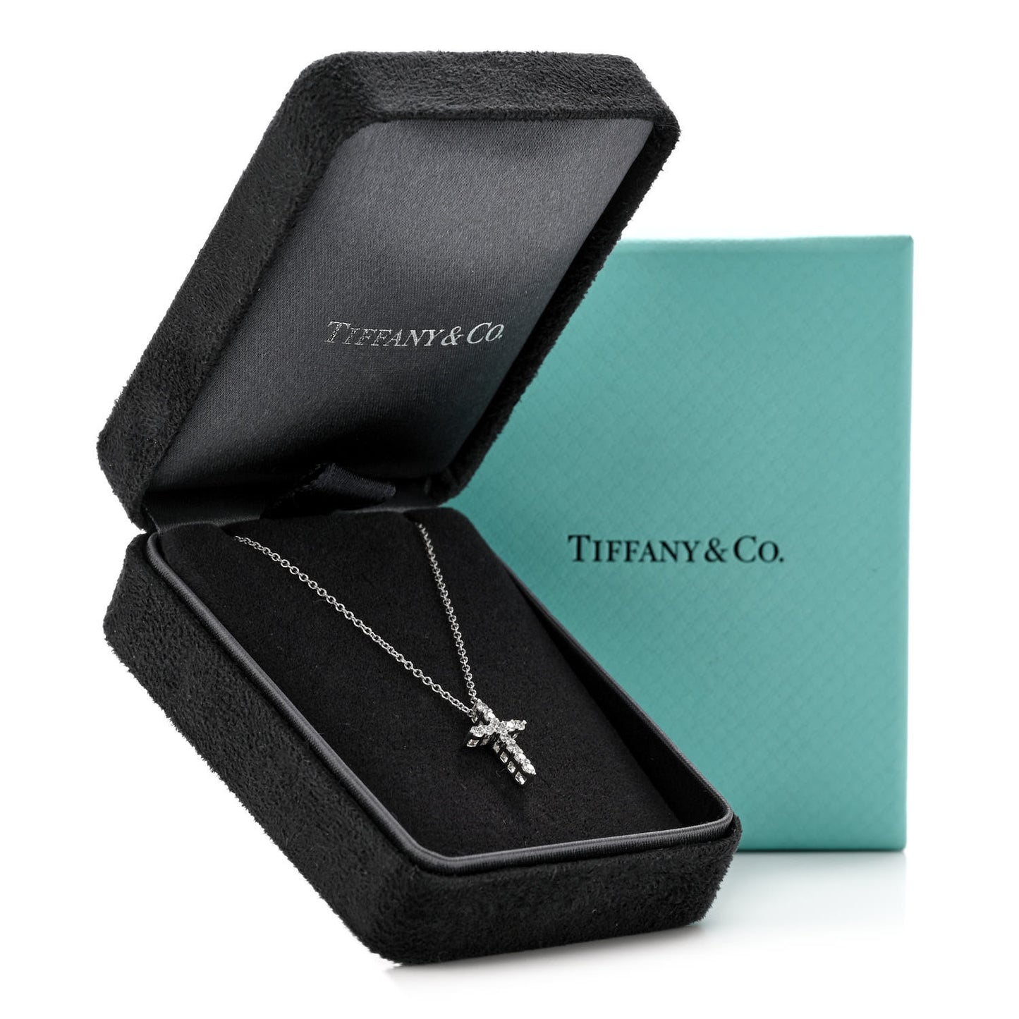 Platinum Diamond Mini Cross Pendant Necklace