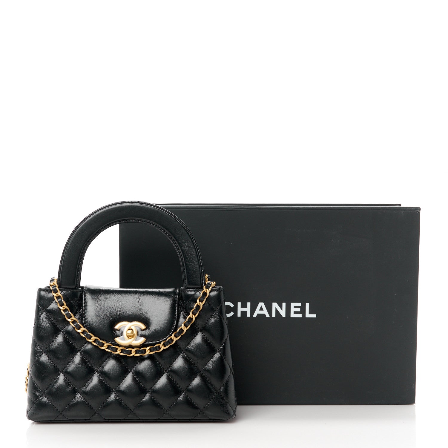 Chanel Shiny Aged Calfskin Quilted Nano Kelly Shopper Black 11 of 11