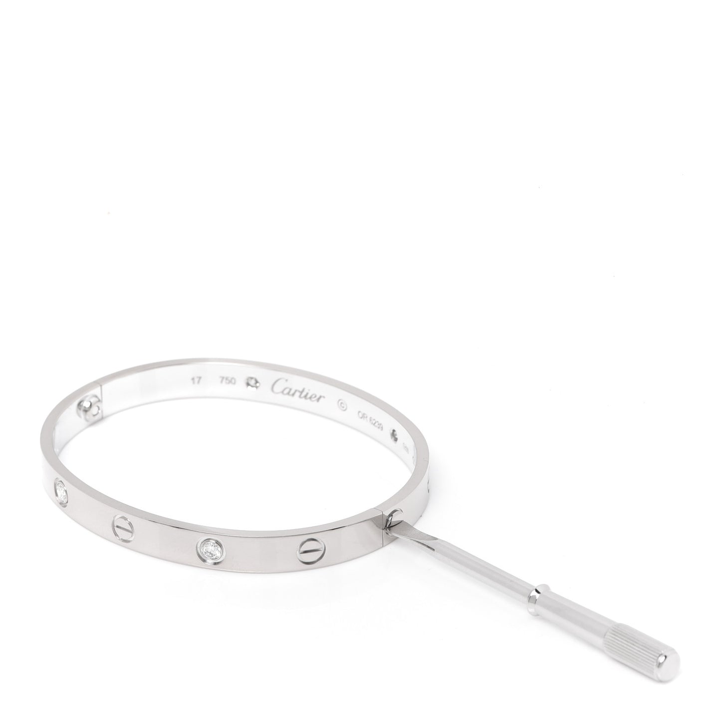 18K White Gold 4 Diamond LOVE Bracelet 17