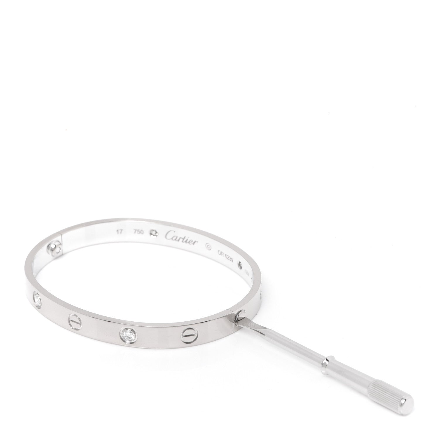 Cartier 18K White Gold 4 Diamond LOVE Bracelet 17 4 of 6