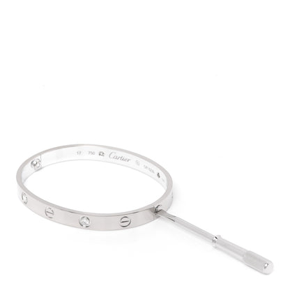 Cartier 18K White Gold 4 Diamond LOVE Bracelet 17 4 of 6