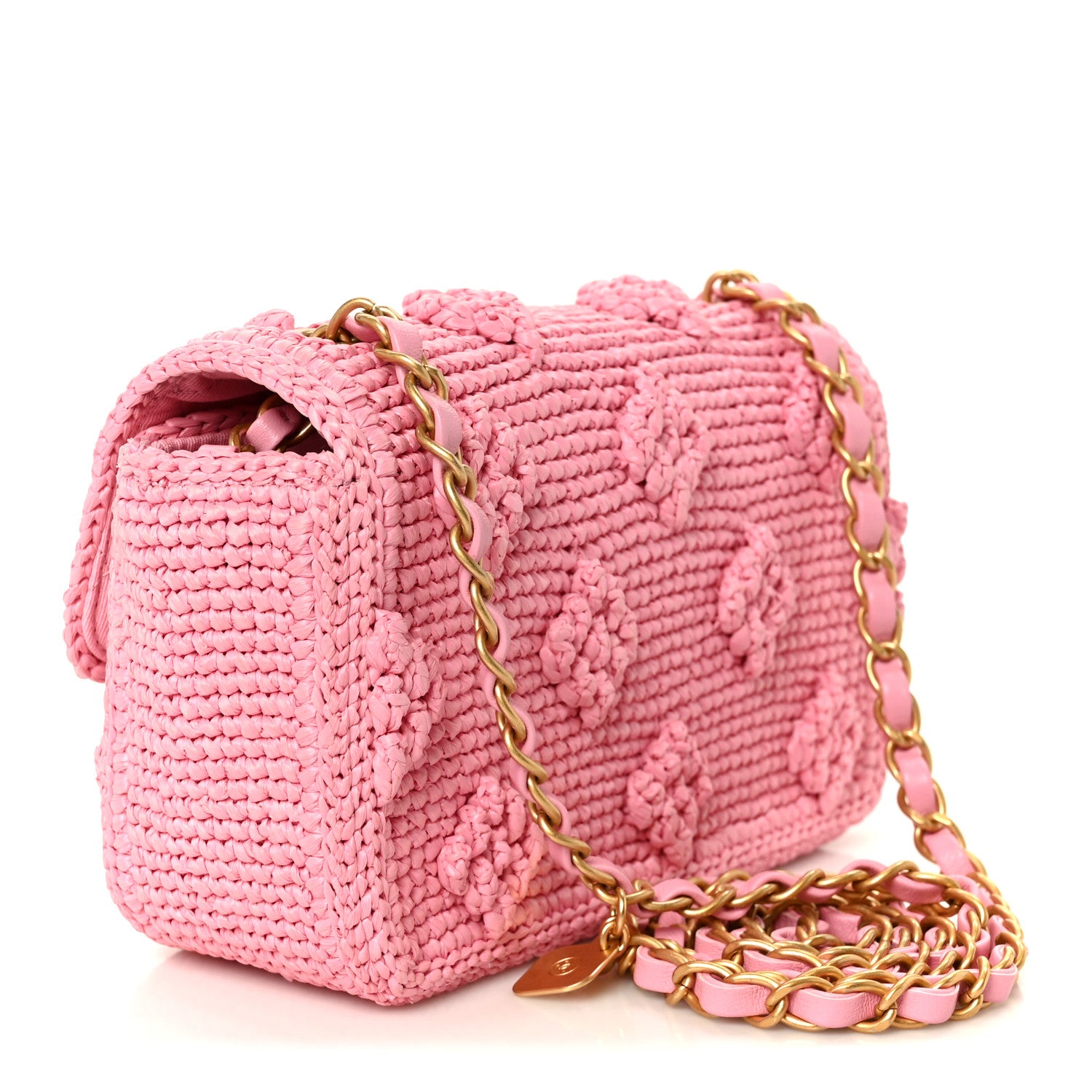 Chanel Raffia Small Dolce Raffia Flap Bag Pink 3 of 13