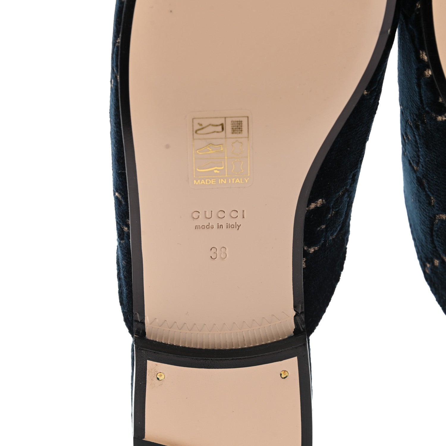 Gucci Velvet GG Monogram Womens Princetown Slippers 38 Blue Beige 6 of 8