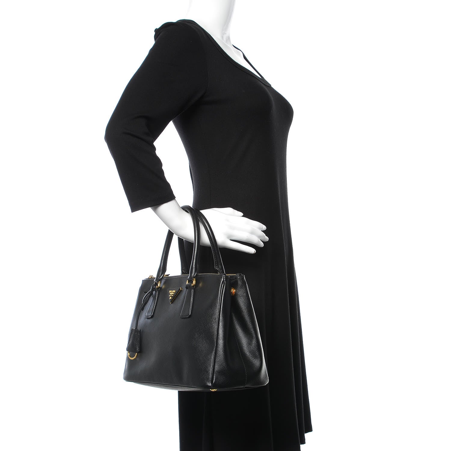 Prada Saffiano Small Galleria Double Zip Tote Black 3 of 12