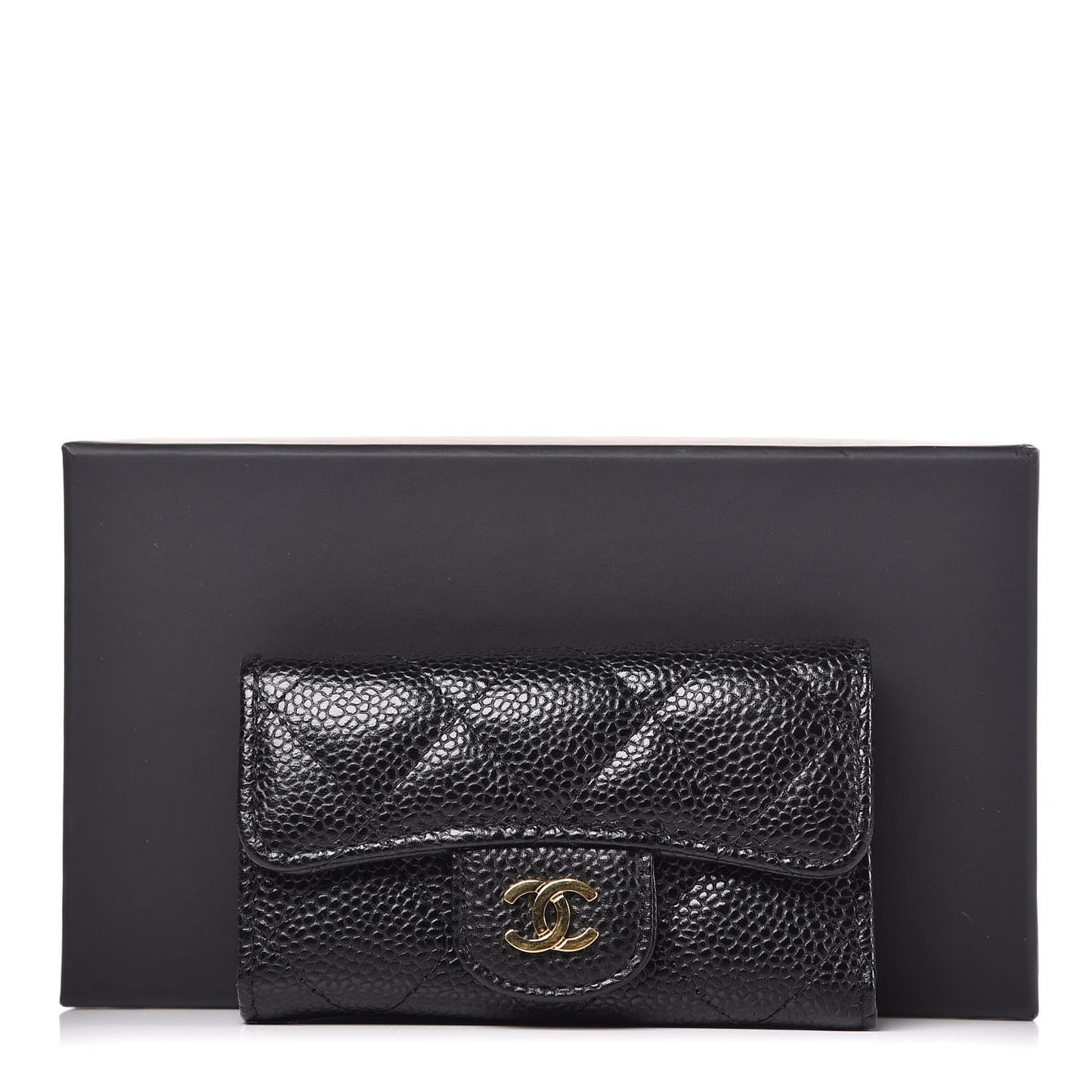 Caviar Quilted 6 Key Holder Black