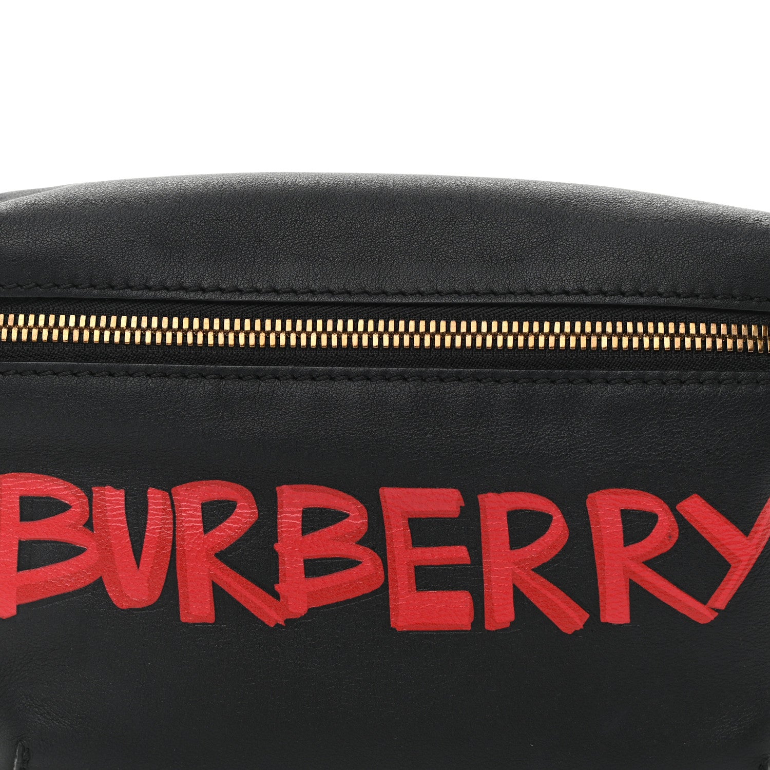 Burberry Calfskin Medium Sonny Bum Bag Black Red 8 of 10
