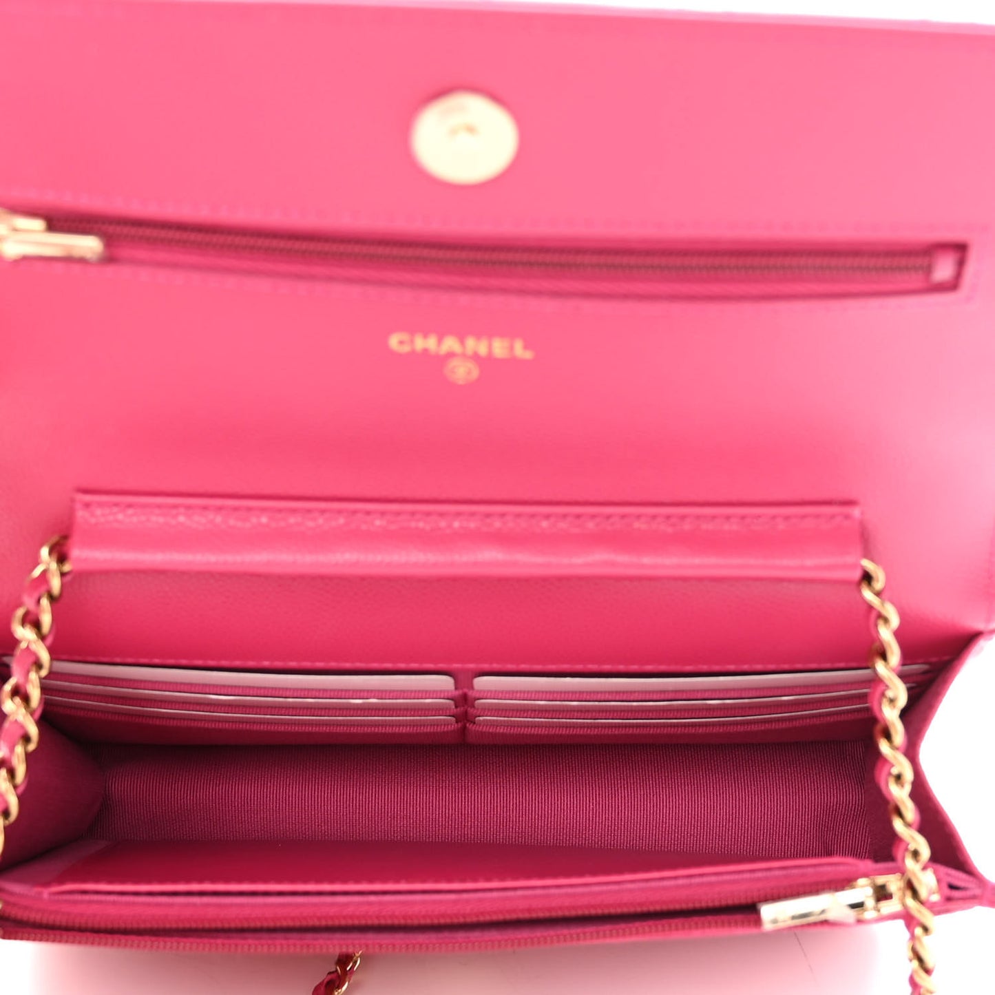 Caviar Quilted Wallet On Chain WOC Fuchsia