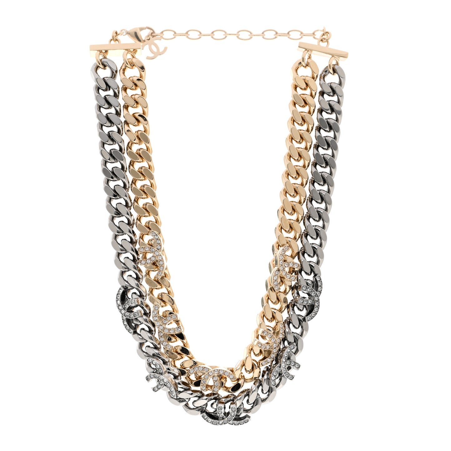 Crystal Chain CC Link Choker Gold Ruthenium