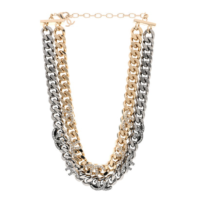 Chanel Crystal Chain CC Link Choker Gold Ruthenium 3 of 6
