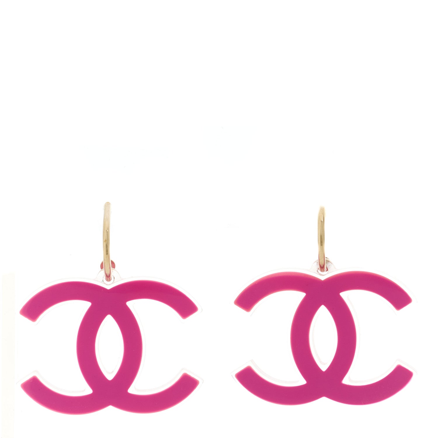 Chanel Lucite CC Drop Earrings Pink 1 of 5