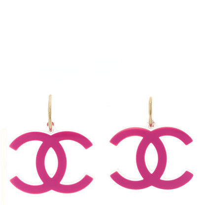 Chanel Lucite CC Drop Earrings Pink 1 of 5