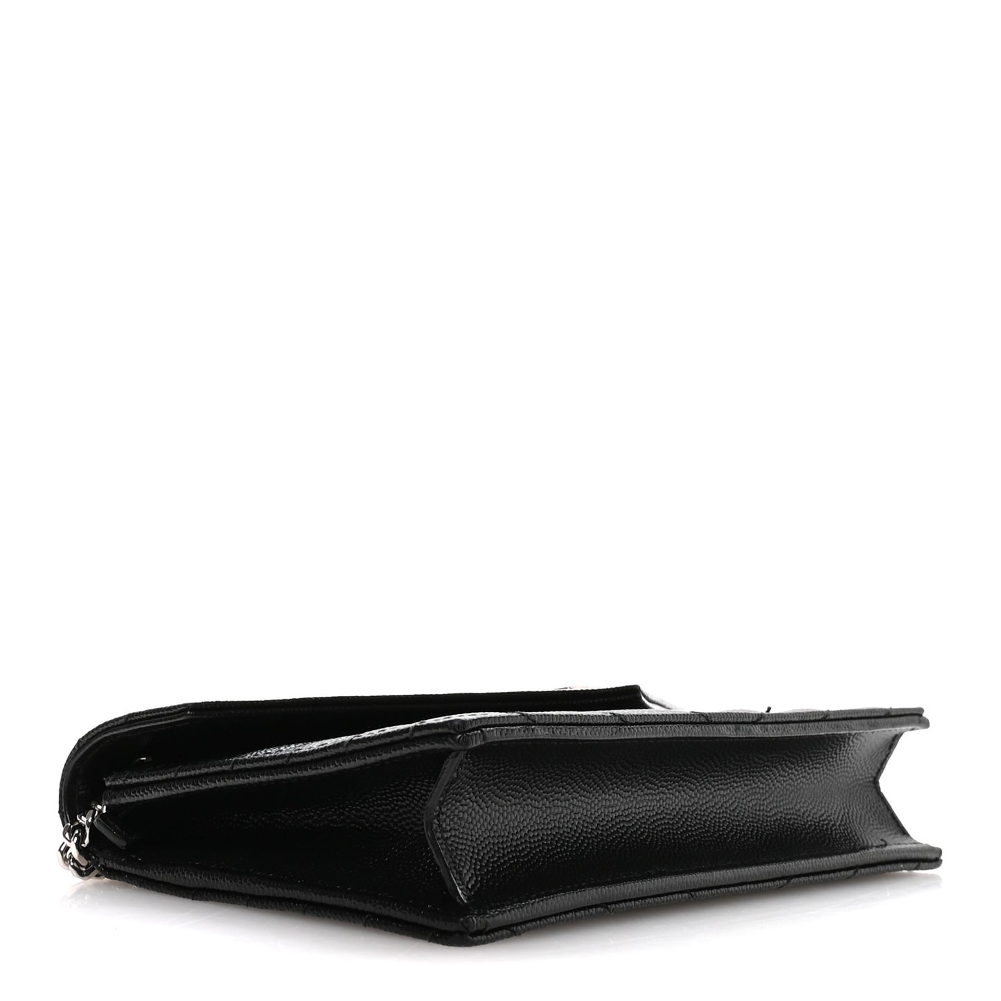 Grain De Poudre Matelasse Chevron Monogram Envelope Chain Wallet Black
