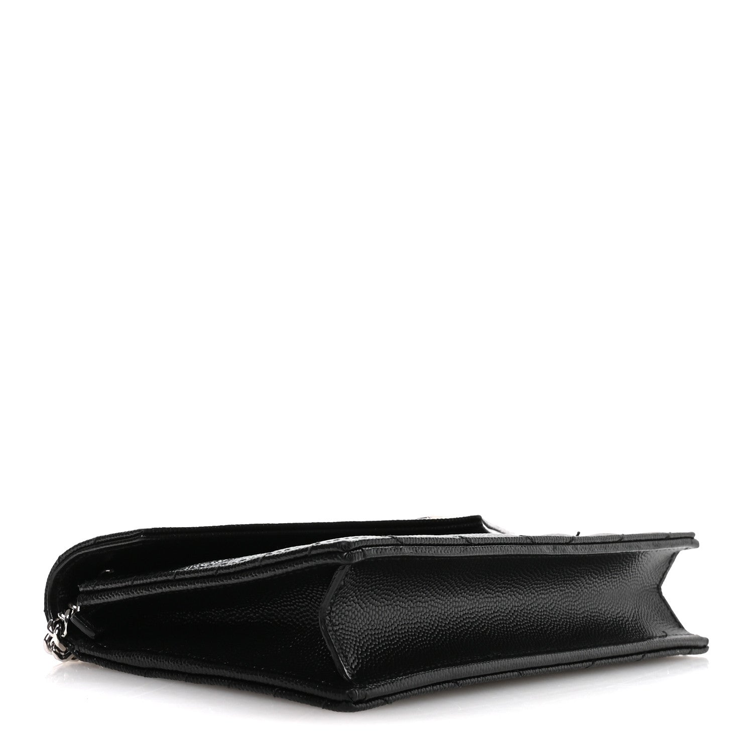 Saint Laurent Grain De Poudre Matelasse Chevron Monogram Envelope Chain Wallet Black 3 of 9