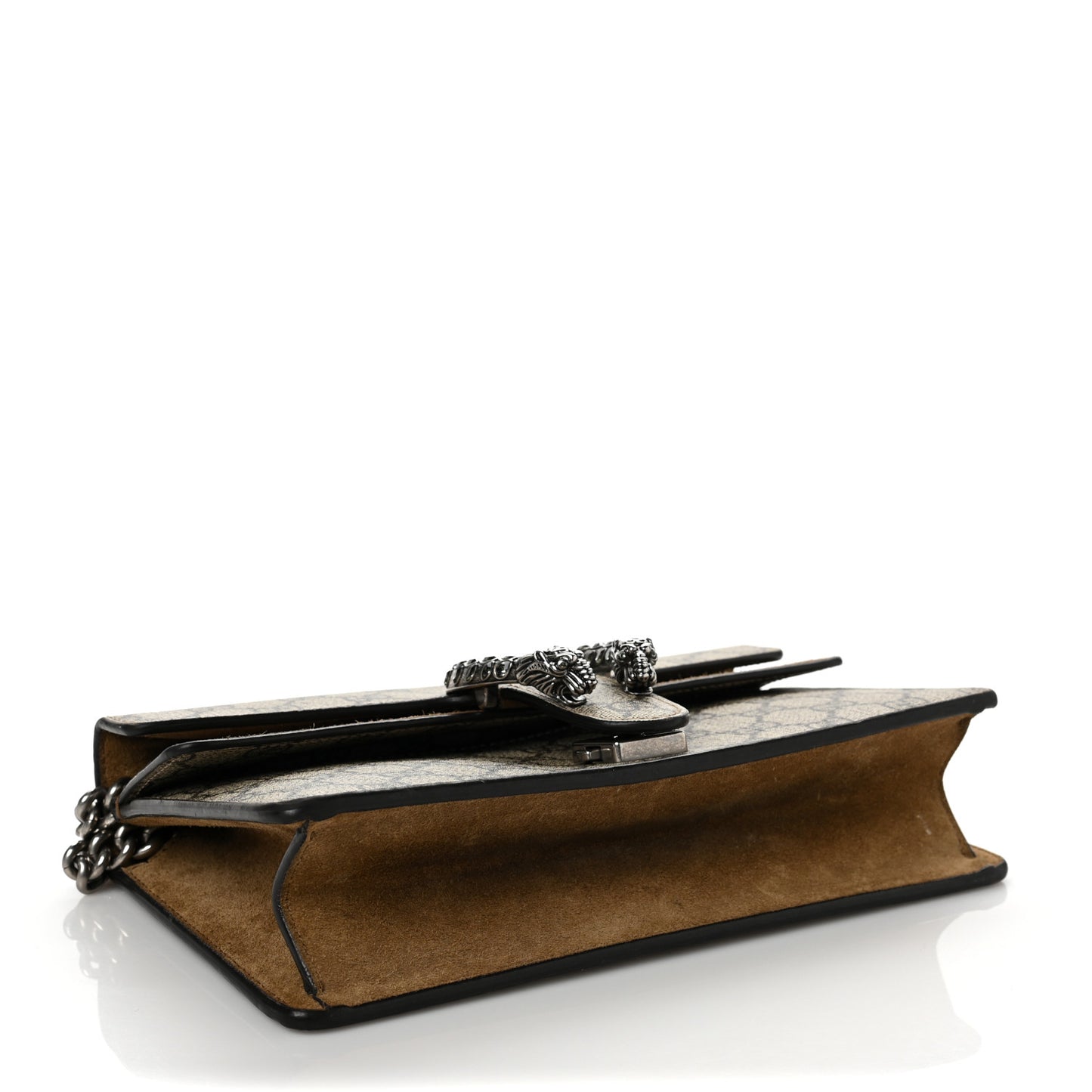 GG Supreme Monogram Suede Crystal Small Dionysus Shoulder Bag Beige Ebony Taupe