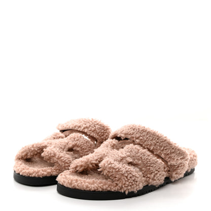 Hermes Woolskin Womens Chypre Sandals 40 Bois De Santal 3 of 9