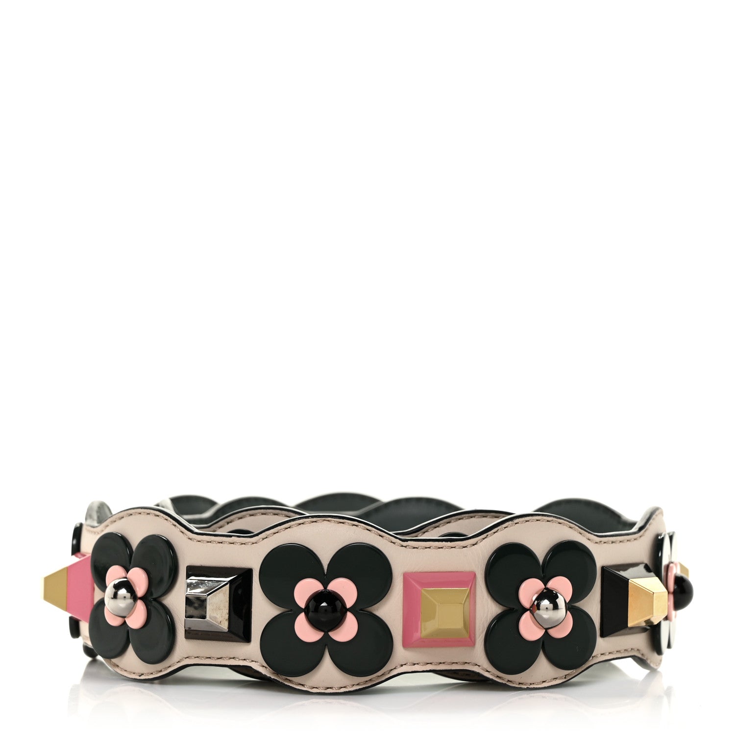 Fendi Vitello Dolce Plexiglass Flowerland Studded Strap You Camelia Multicolor 2 of 5