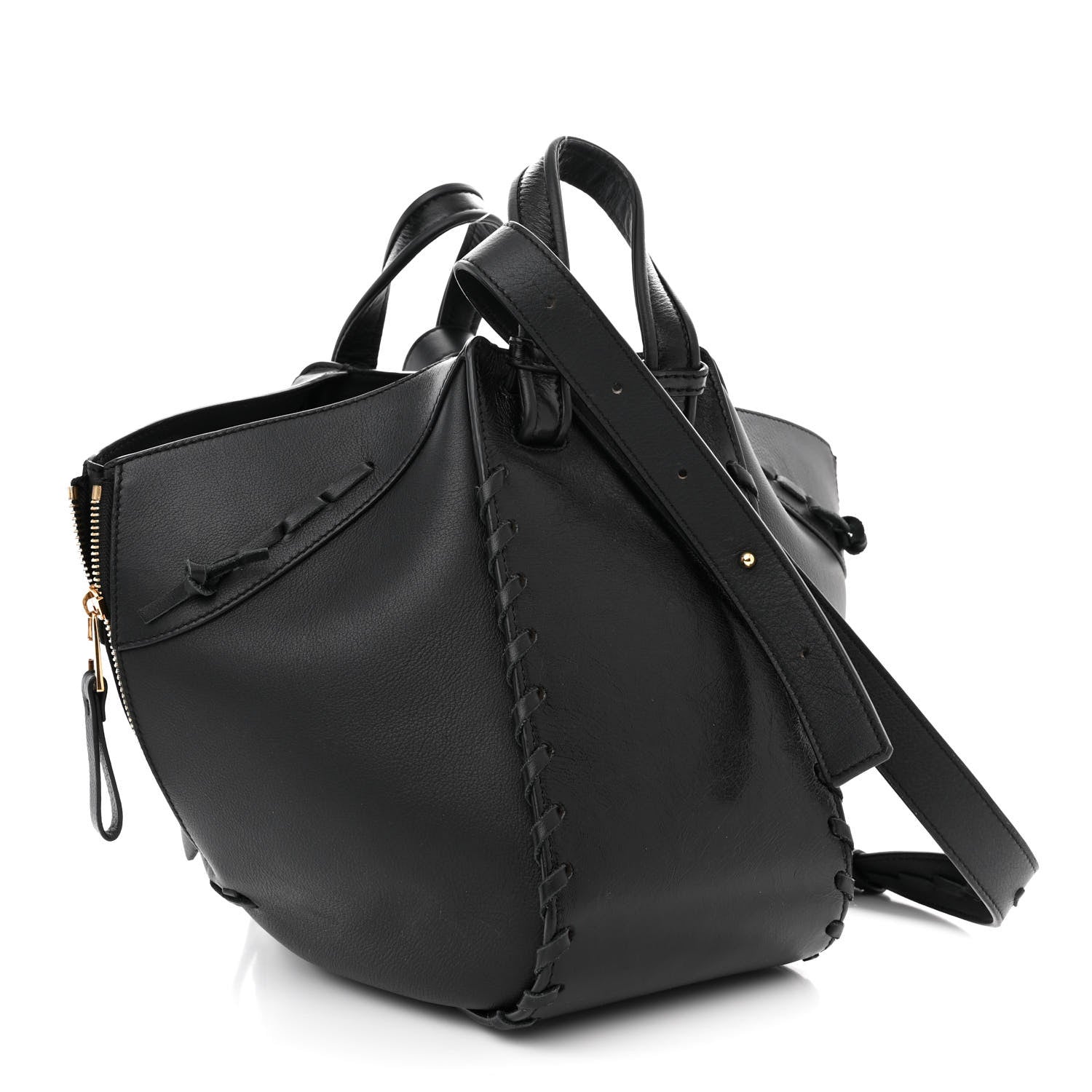 Loewe Calfskin Small Whipstitch Hammock Shoulder Bag Black 3 of 11