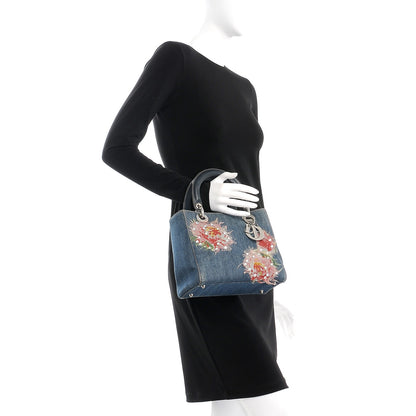 Christian Dior Denim Crystal Medium Lady Dior Blue 2 of 10