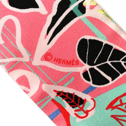 Hermes Silk Modernisme Tropical Twilly Rose Malabar Vert D'Eau 3 of 4