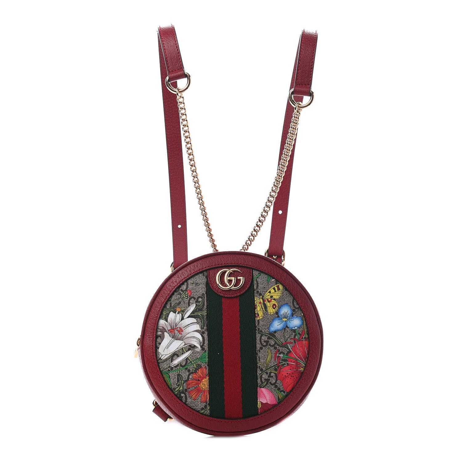 Gucci GG Supreme Monogram Web Flora Mini Ophidia Round Backpack Red 1 of 8
