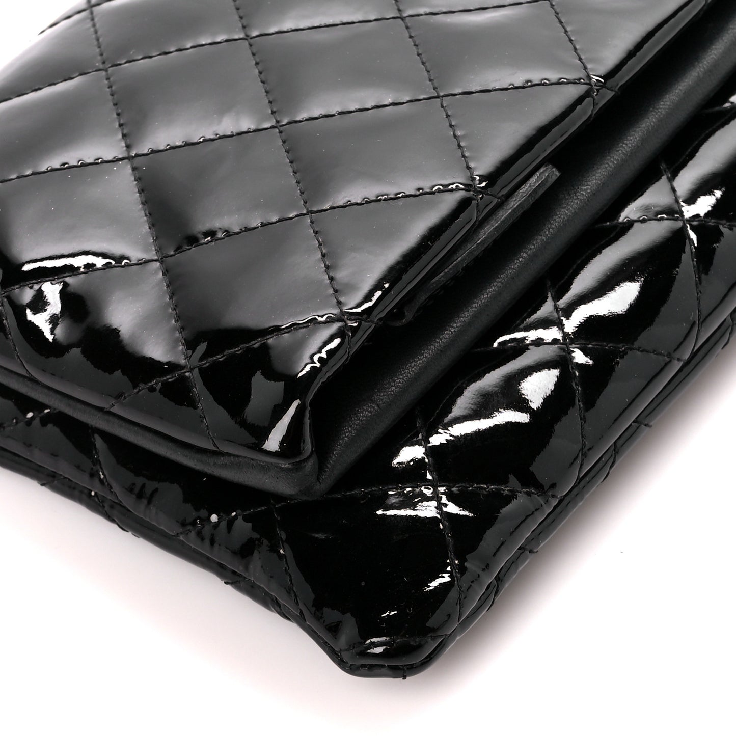 Patent Calfskin Quilted Beauty CC Clutch Black