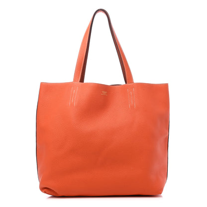 Hermes Taurillon Clemence Double Sens 36 Reversible Tote Orange Sanguine 1 of 16