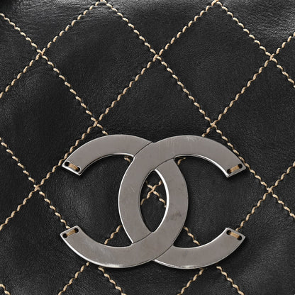 Chanel Lambskin Contrast Stitch Surpique Accordion Flap Black 7 of 12
