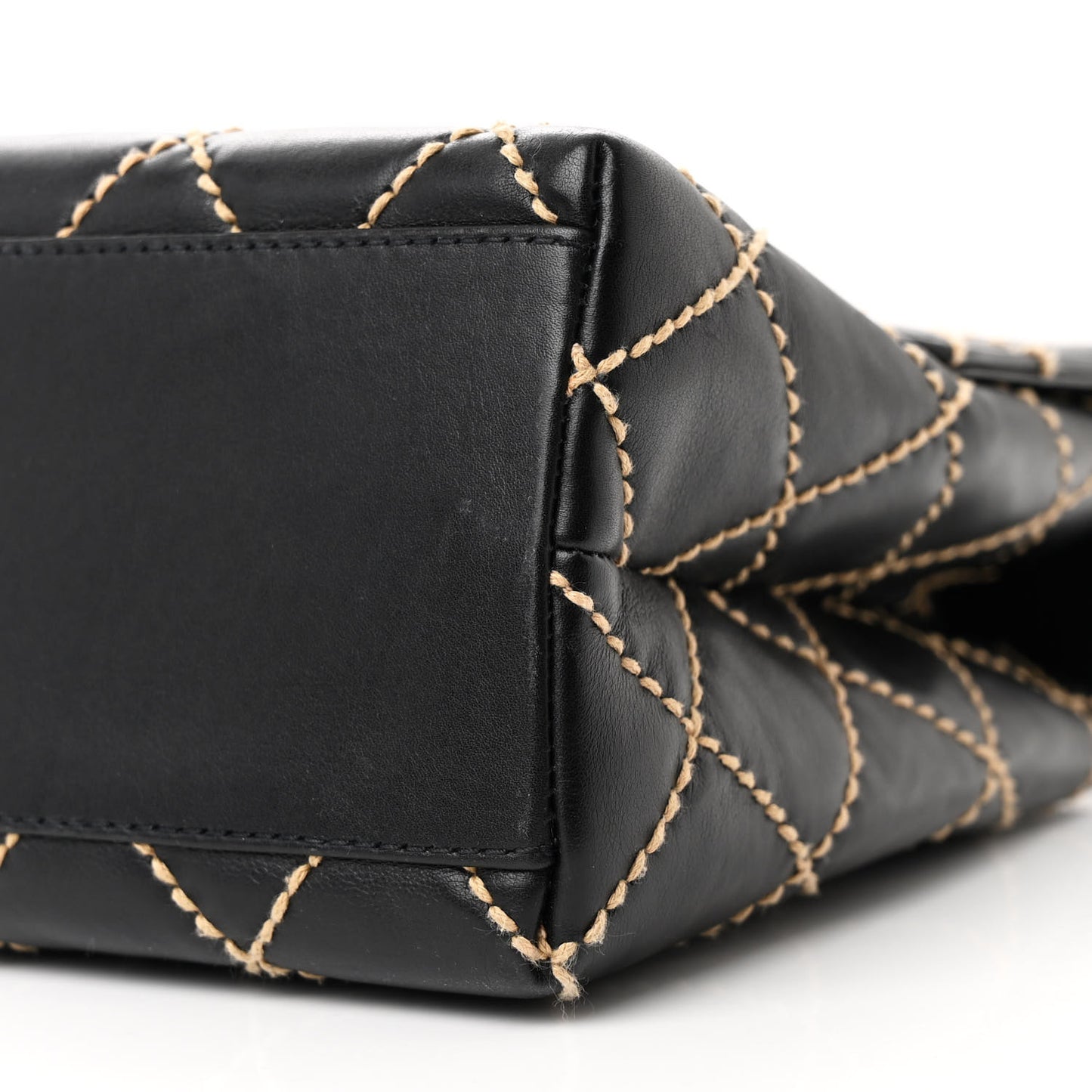 Calfskin Wild Stitch Surpique Jumbo Kelly Flap Bag Black