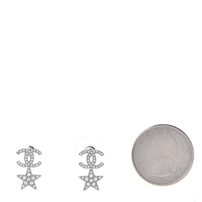 Chanel Crystal CC Star Earrings Silver 2 of 6