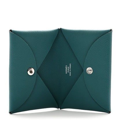 Hermes Chevre Mysore Calvi Card Case Vert Bosphore 5 of 8