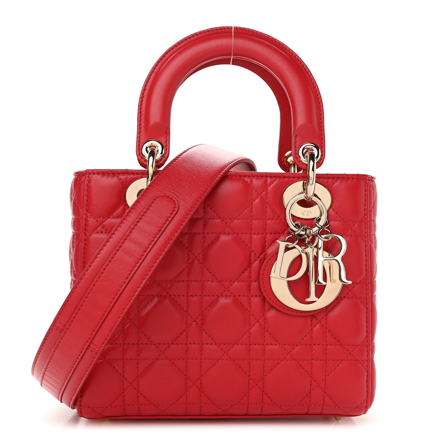 Lambskin Cannage Small Lucky Badges My Lady Dior Red