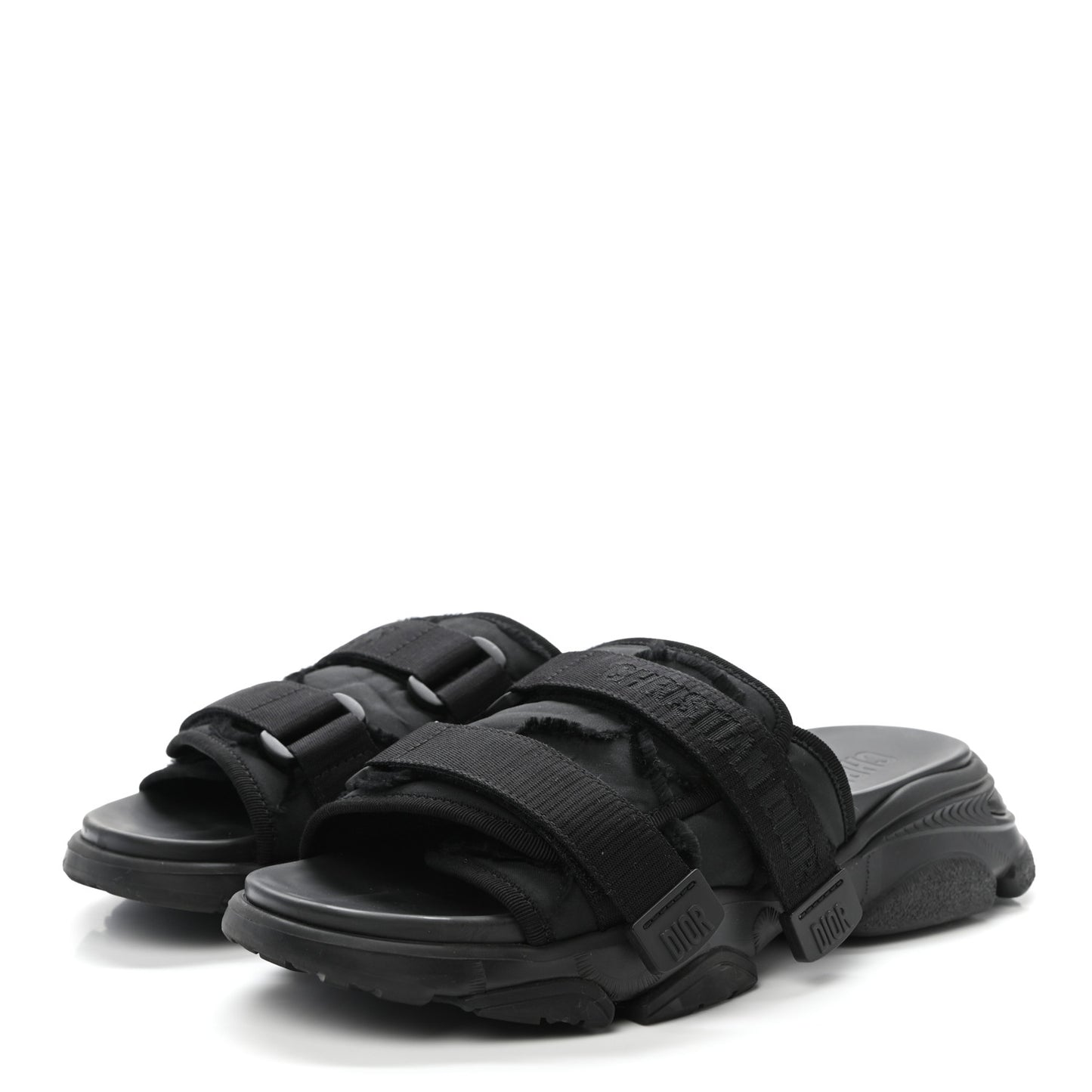 Technical Fabric Camouflage D-Wander Slide Sandals 40 Black