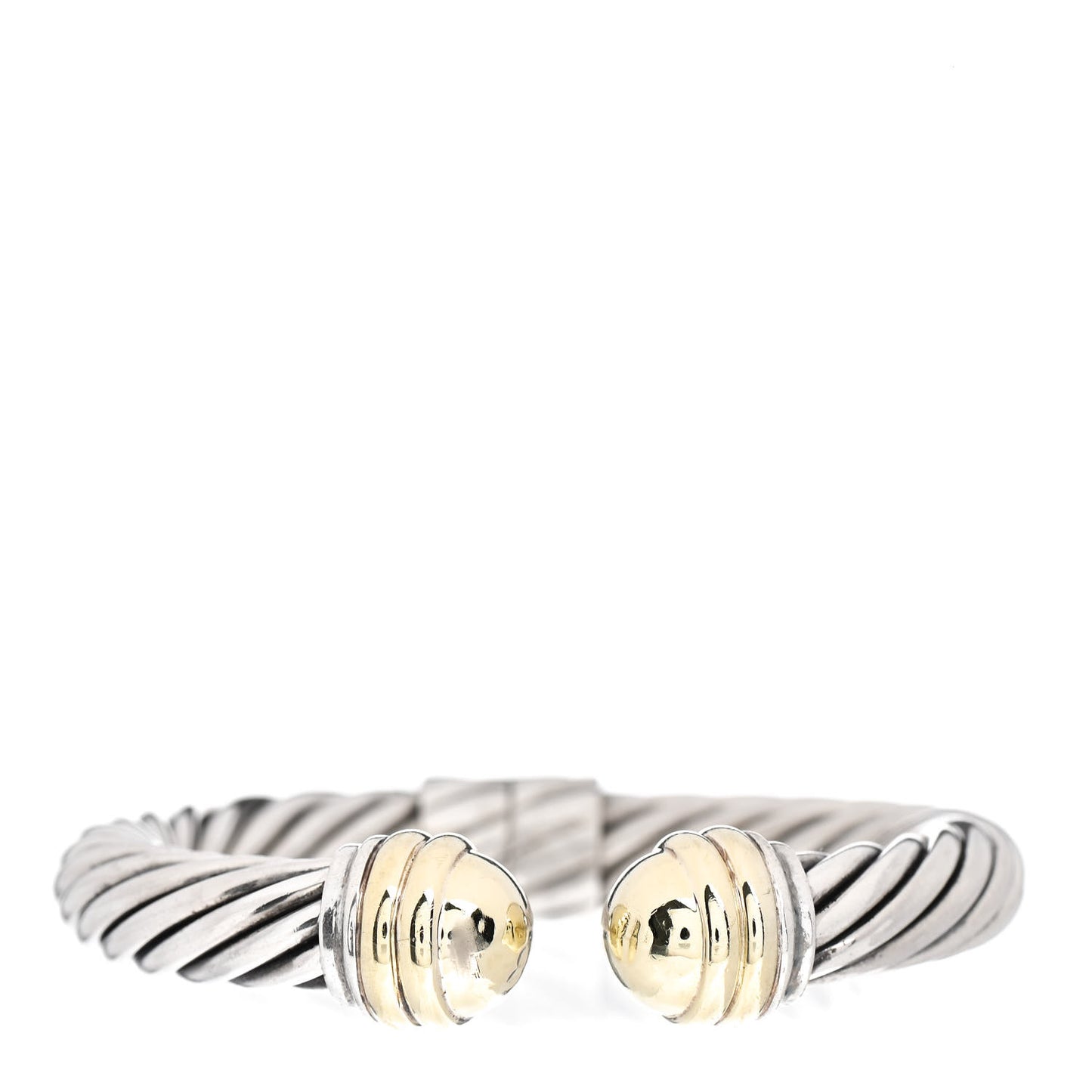 Sterling Silver 14K Yellow Gold 10mm Cable Classics Bracelet