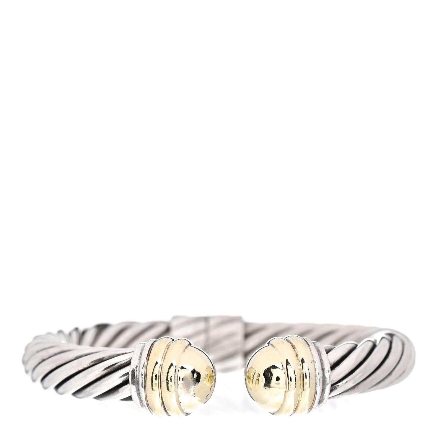 David Yurman Sterling Silver 14K Yellow Gold 10mm Cable Classics Bracelet 1 of 4