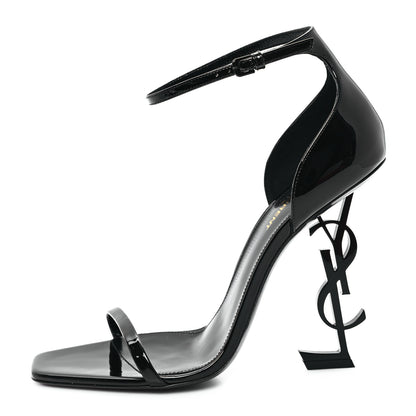 Saint Laurent Patent Calfskin Opyum 110 Sandals 41 Black 1 of 10