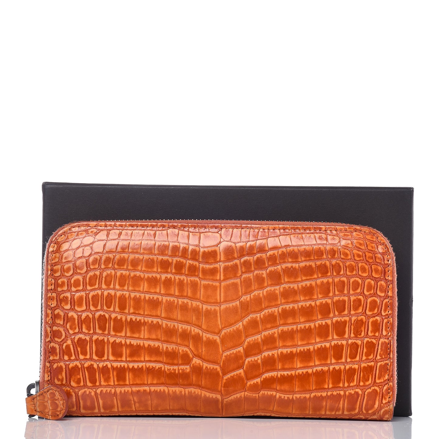 Shiny Crocodile Zip Around Wallet Orange