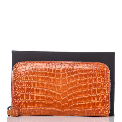 Bottega Veneta Shiny Crocodile Zip Around Wallet Orange 20 of 20