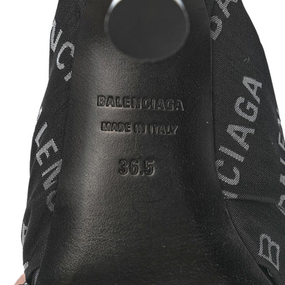 Balenciaga Jacquard Allover Logo Drapy 80mm Sandals 36.5 Black White 12 of 18