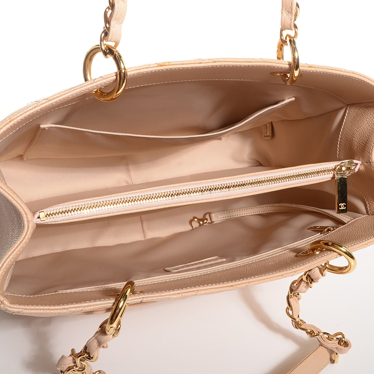 Caviar Quilted Grand Shopping Tote GST Beige Clair