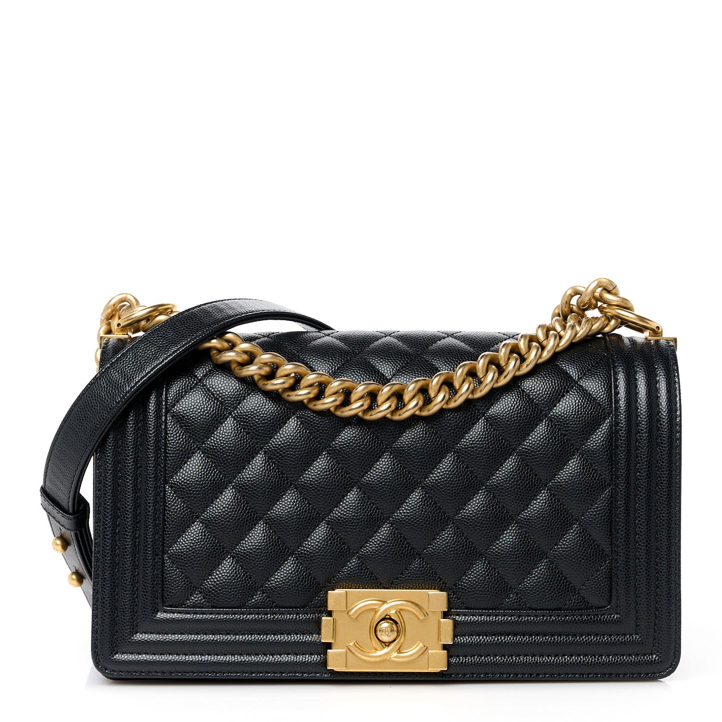 Caviar Quilted Medium Boy Flap Black