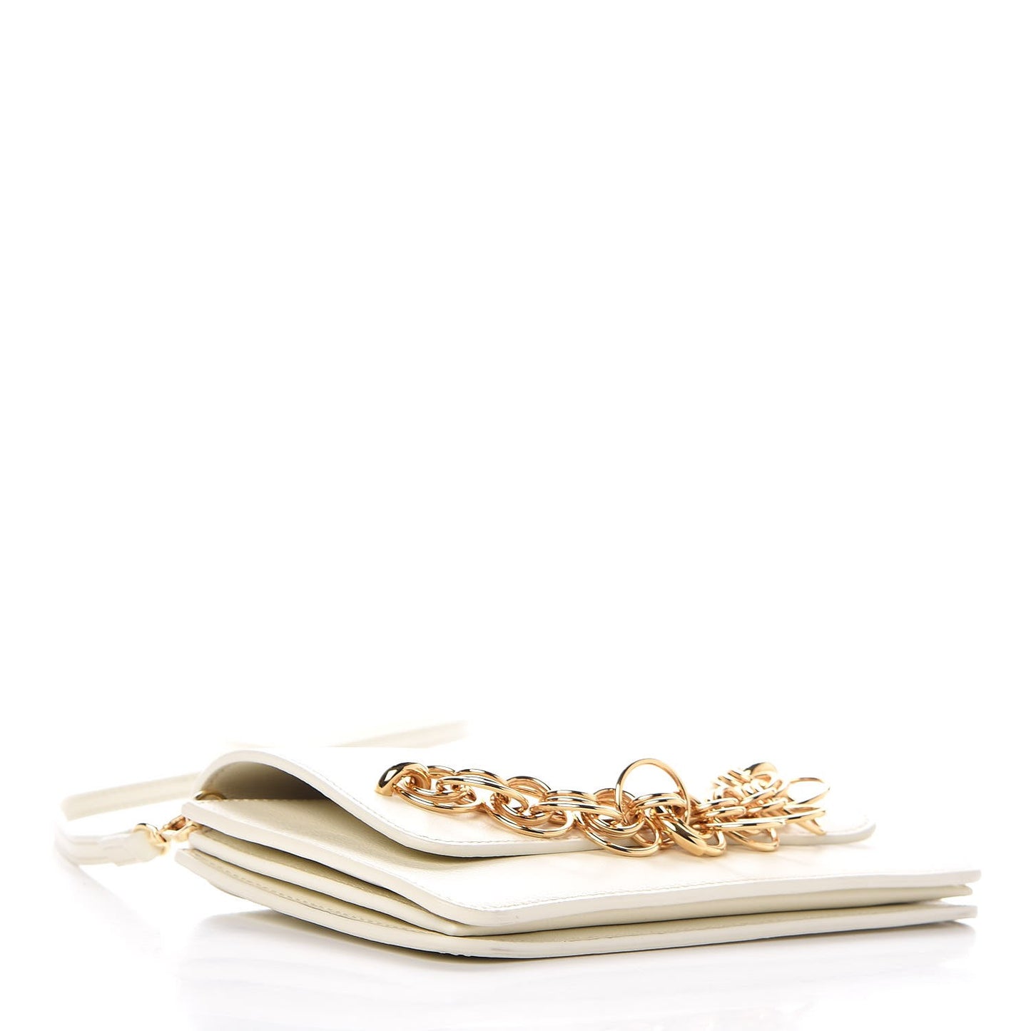 Calfskin Drew Bijou Clutch Natural White