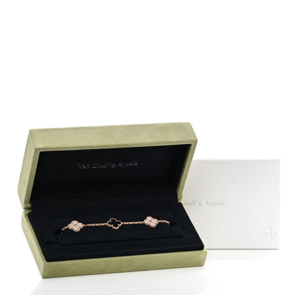 Van Cleef & Arpels 18K Rose Gold Diamond Gray Mother of Pearl 5 Motifs Vintage Alhambra Bracelet 5 of 5