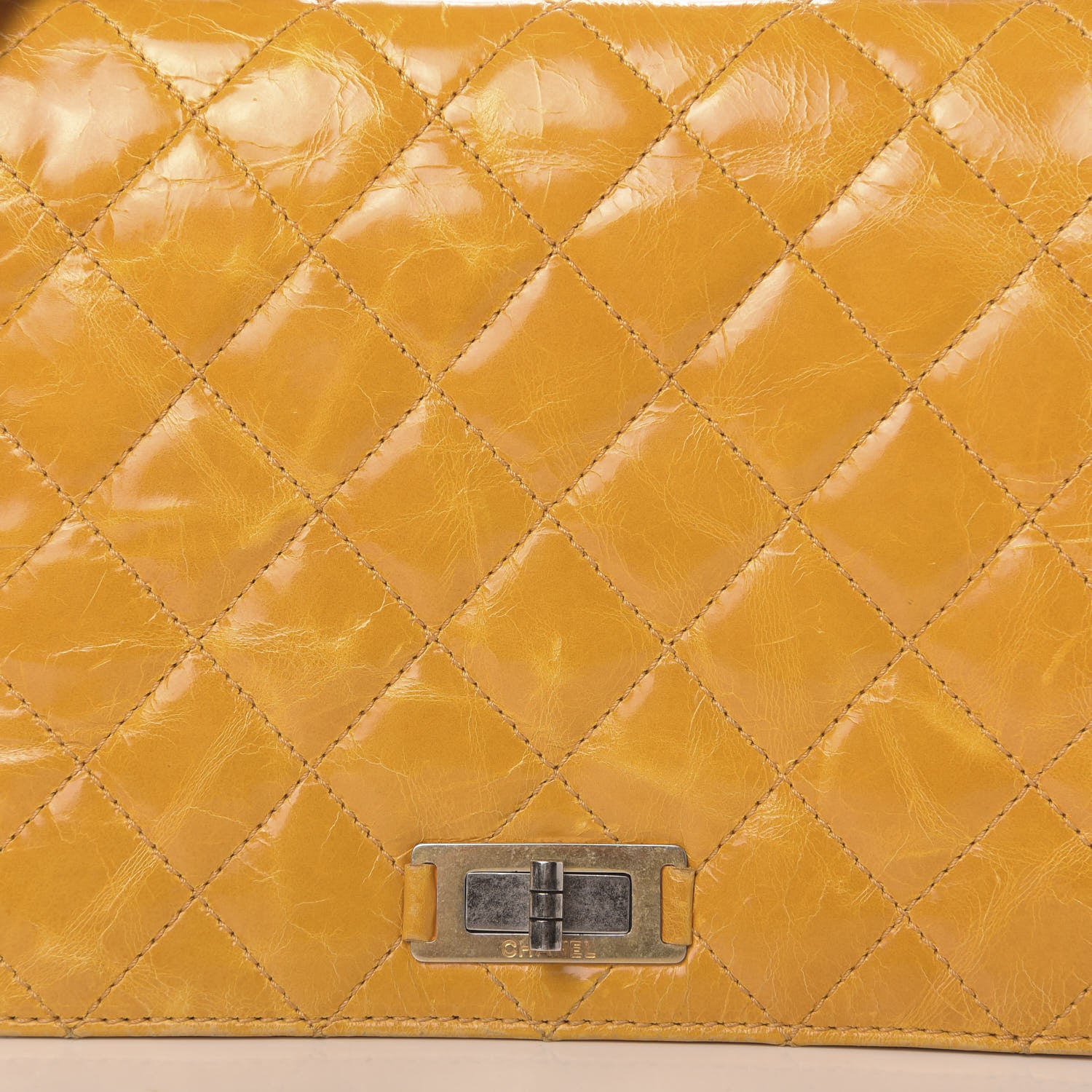 Chanel Glazed Calfskin Quilted Rita Top Handle Flap Yellow 15 of 15