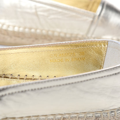 Saint Laurent Metallic Lambskin Monogram Espadrilles 35 Platino 8 of 9