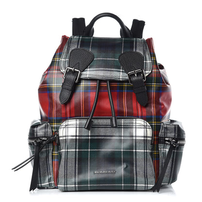 Burberry Laminated Tartan Patchwork Medium Rucksack Backpack Military Red 1 of 9