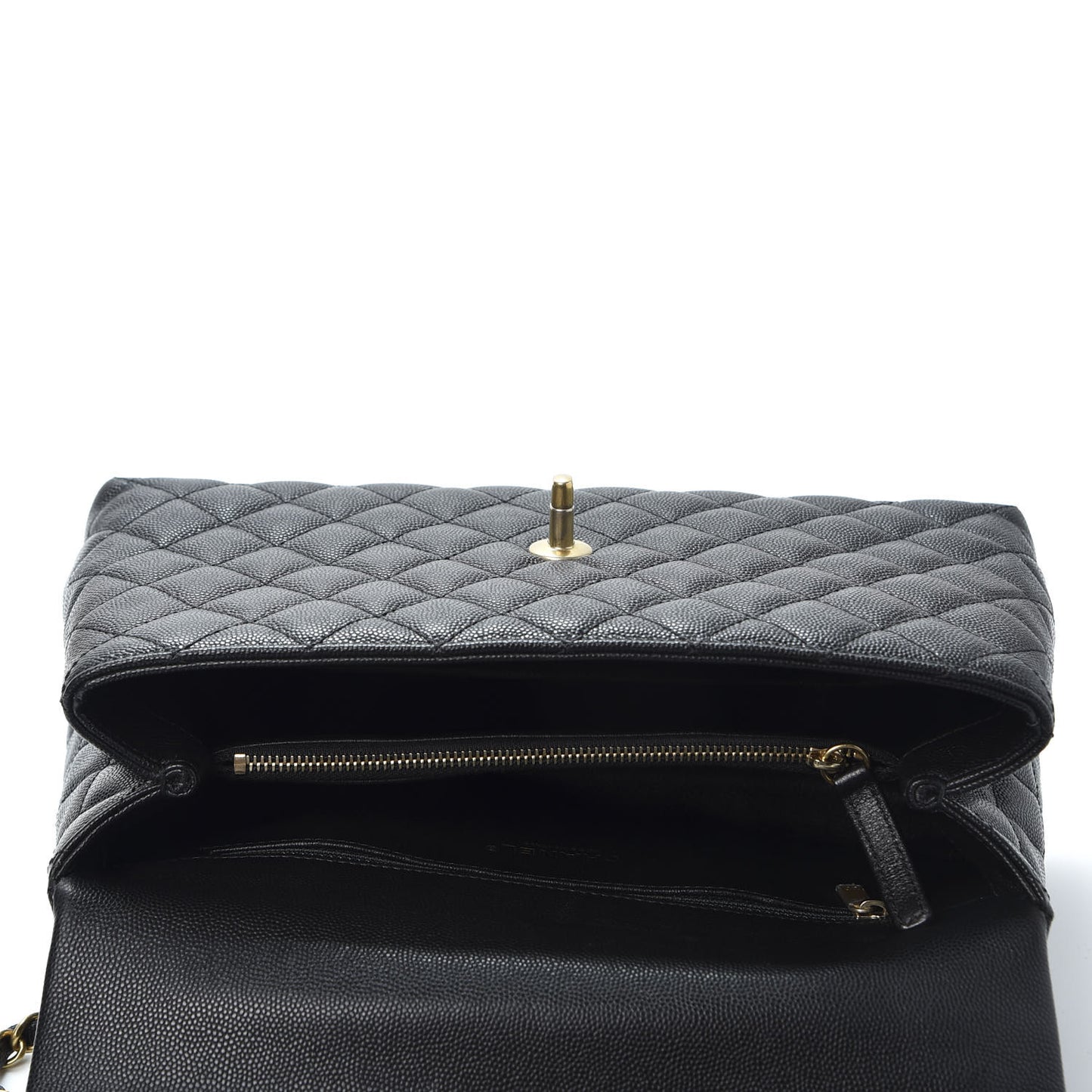 Caviar Lizard Quilted Small Coco Handle Flap Black