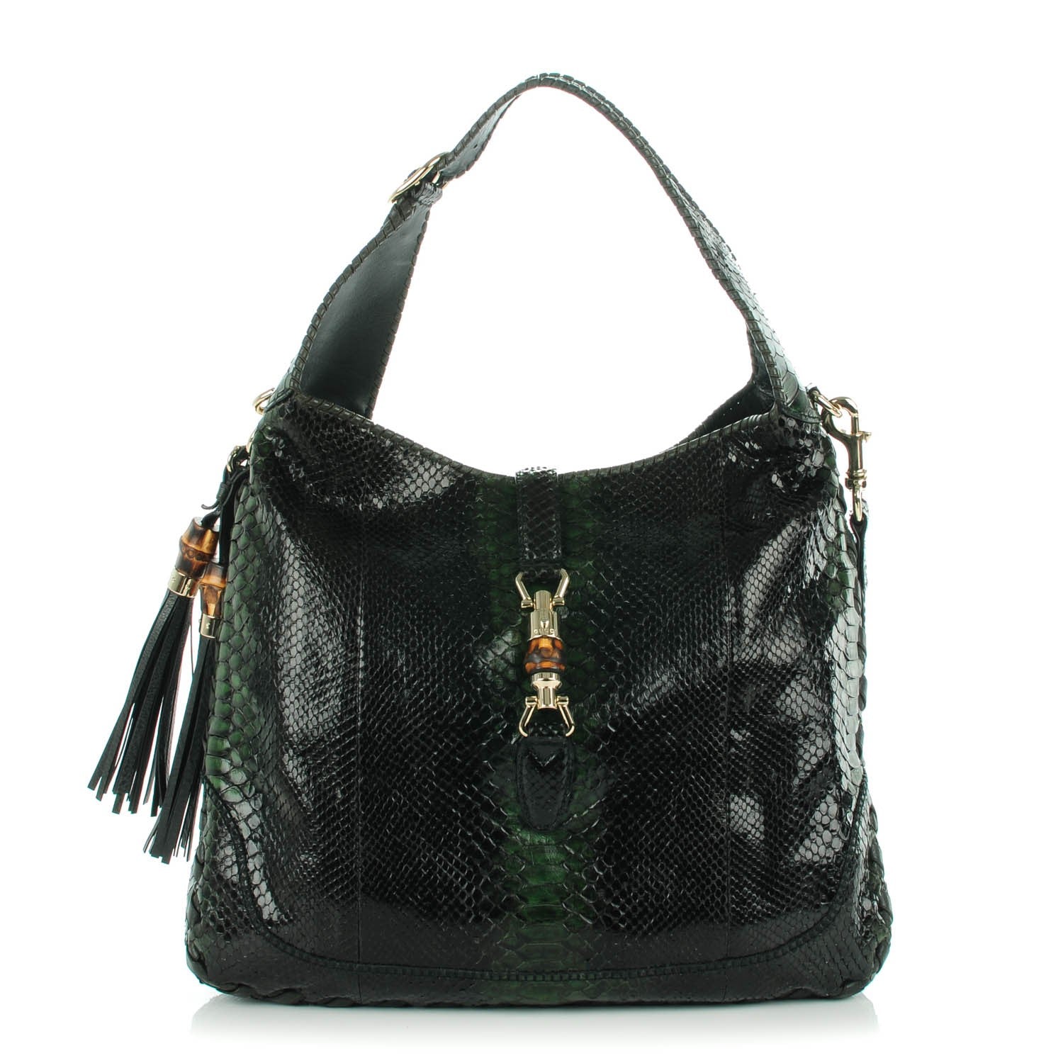 Gucci Python Large New Jackie Shoulder Bag Green 1 of 7