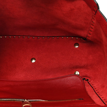 Valentino Garavani Pebbled Calfskin Medium Rockstud Tote Rosso Valentino 9 of 17