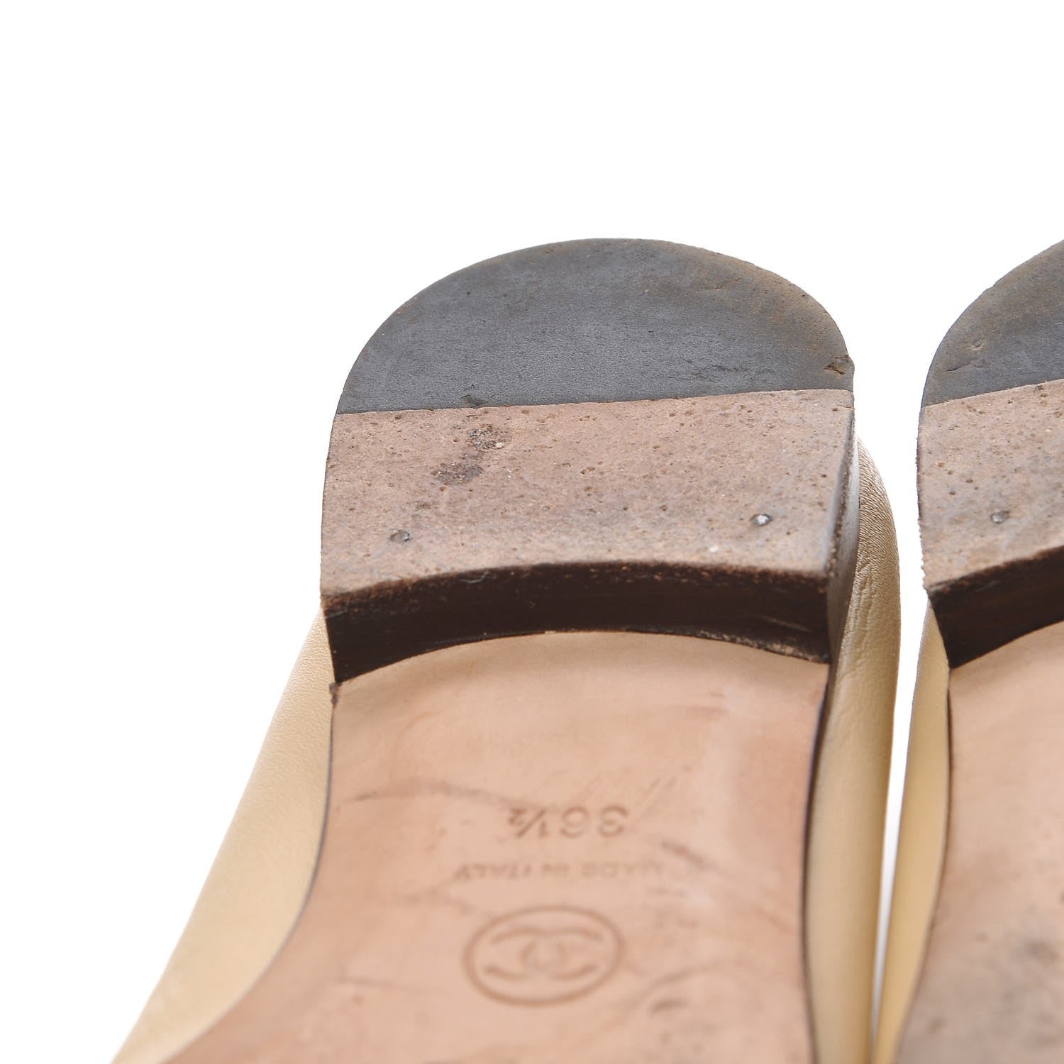 Chanel Lambskin Cap Toe Ballerina Flats 36.5 Beige Black 22 of 22