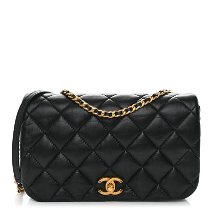 Chanel Calfskin Quilted Nailed CC Flap Bag Black 1 of 10